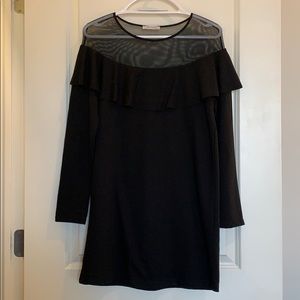 Zara black long sleeve mesh shoulder mini dress